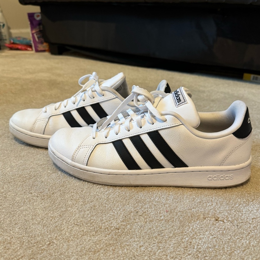 Adidas Grand Court 2.0 White and Black Sneakers - 10.5